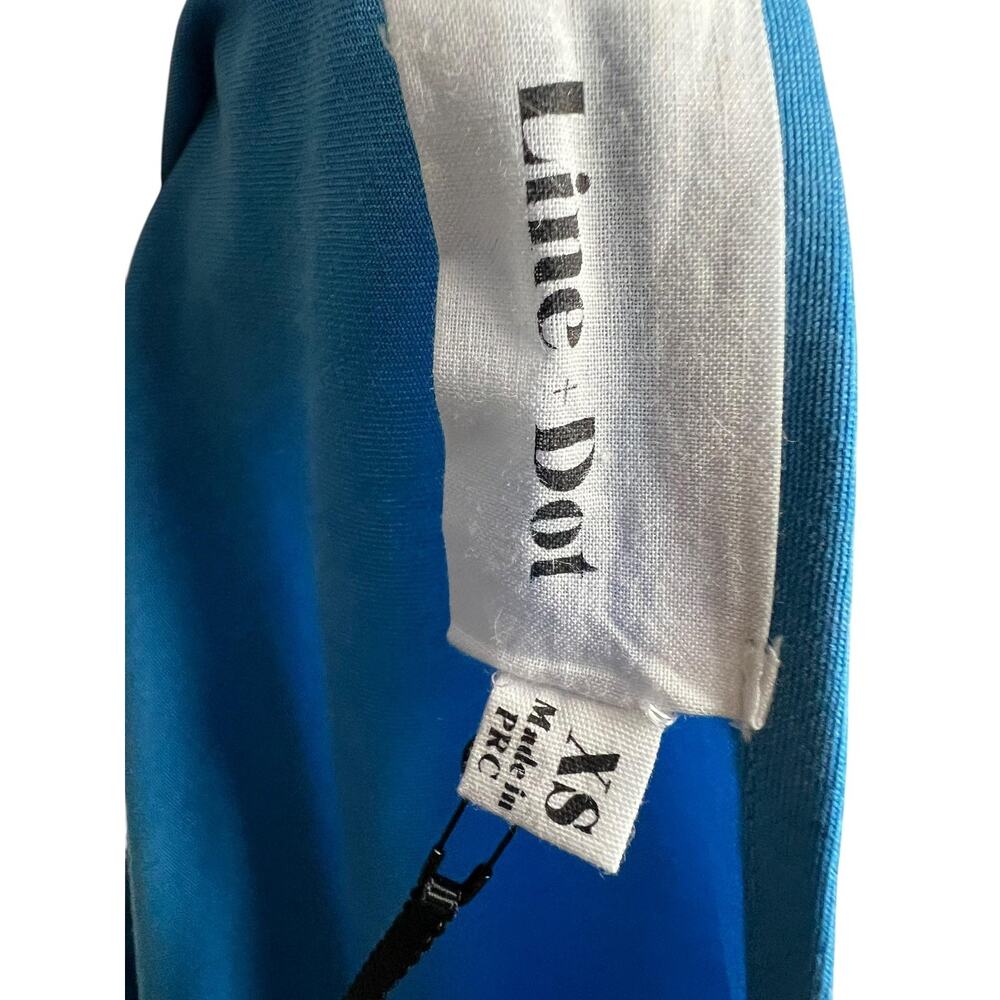 Line & Dot Tunic Blouse NWT XS Blue Lace Trim Boho Peasant Long Sleeve Top - Picture 8 of 9